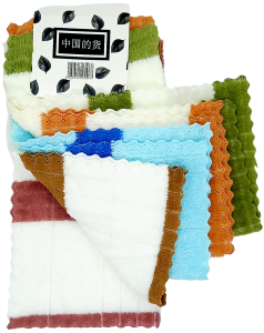 Салфетка фибра "Textile" 30*28см, (ЦЕНА ЗА 5ШТ), полосы, микс