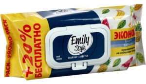 Салфетки влажные 120шт " Emily Style " Тропик, универсальные, клапан, пластиковая крышка