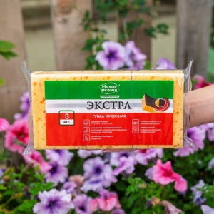Губка для посуды "Милые мелочи" 3шт ЭКСТРА, 9*6см, в пакете