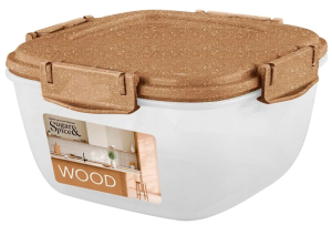 Контейнер для продуктов Sugar&Spice Wood герметичный 1л квадратный, 16,5*16,5*9см