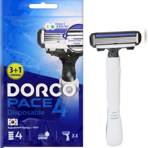 Станок для бритья муж. "Dorco Pace" 4, 4шт с 4лезвиями, одноразовый, в пакете