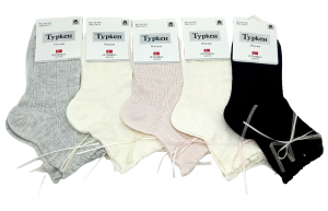 Носки жен. "Туркен" 36-41р 10пар (ЦЕНА ЗА 10ПАР) хлопок, длин, сеточка, узоры, бантик, микс