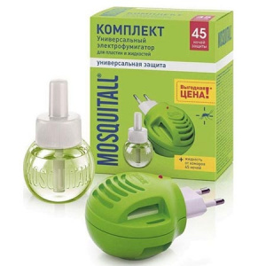 Средство от комаров Mosquitall: электрофумигатор+жидкость 30мл, на 45 ночей