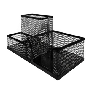 Подставка 3 отделения, 20*10*9,5см, металлическая, сетчатая, черная