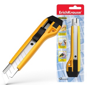 Нож канцелярский "Erich Krause" Universal auto-lock 18мм, в комп. 2 запасных лезвия, в блистере