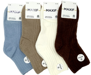 Носки дет. "MAXIF" р. 35-38 (ЦЕНА ЗА 10ПАР) термо на меху из кашемира, микс