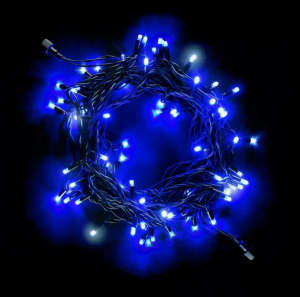 яяя Гирлянда Уличная "Нить-каучук" 20м синяя, 100LED черный провод