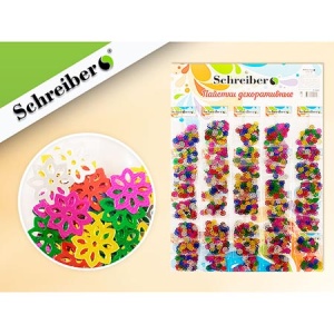 Пайетки декоративные Schreiber Цветочки 6цв, 40 пакетиков на картонной подложке, микс
