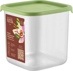 Банка для сыпучих продуктов Sugar&Spice Vanilla 0,8л 10*10*10см квадратная,с гибкой крышкой фисташка