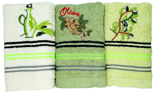 Полотенце махр., 33*70см, с рис., Olive, микс 