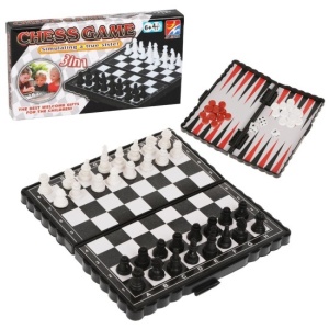 Игра настольная шашки-шахматы-нарды 13*7см 3в1 в кор.
