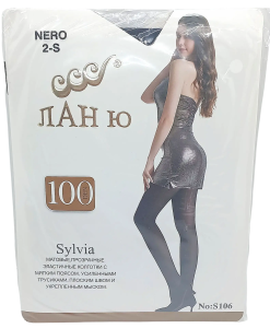 Колготки "Лан Ю" 100DEN, черн. 2-S, цв. Nero, матовые, прозрачн. с мяким поясом, усилен. трусиками