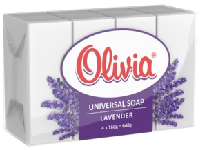 Мыло универс. 160гр, 4шт (ЦЕНА ЗА 4ШТ) "ЛАВАНДА" OLIVIA