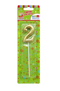 А2 Свеча-Цифра топпер "2" / 5,5см Драгоценное ассорти