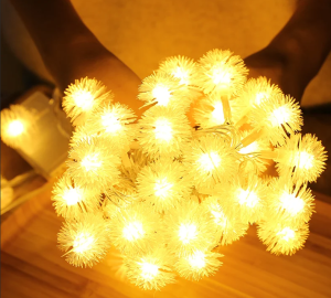 яяя Гирлянда Пушистая Снежинка 40LED 3,5м, d=2,5см, желт. бел. пров.