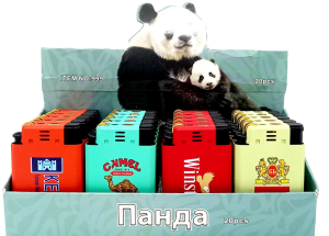 Зажигалка Панда кремн/турбо, мет. 20шт (ЦЕНА ЗА 20ШТ), с рис. сигареты, микс