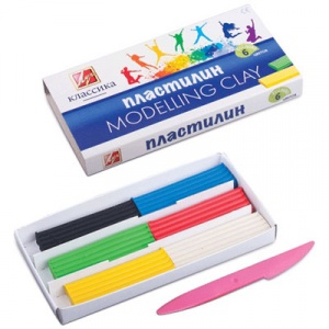 Пластилин " Луч " Классика 6цв 120г со стеком, картонная упаковка