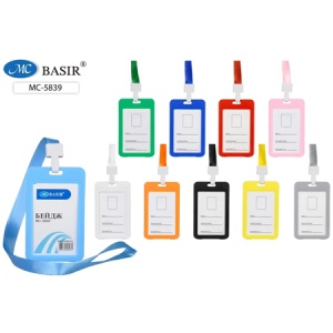 Бейдж "Basir" 5*8см зажим с лентой (ЦЕНА ЗА 10ШТ) вертикальный, микс