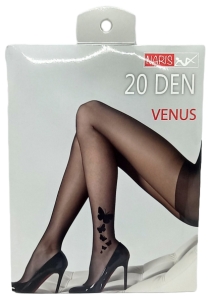 Колготки капрон, бабочки, Naris, VENUS 20DEN, черн. р. 2-3