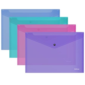 Папка на кнопке Erich Krause А4 Glossy Vivid ассорти, пластик 0,18мм, текстура поверхности- зеркало,