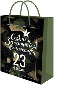 #Пакет подарочный с глянц.лам. 18х23x8 см (M) Защитник Отечества, 128 г