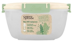Контейнер для продуктов Green Republic герметичный 0,7л квадратный, лён, 16,5х16,5х7см.