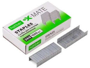 Скобы №24/6 "Hatber" (ЦЕНА ЗА 10ШТ) 1000ск. X-Mate, до 30л, оцинкованные, в кор.