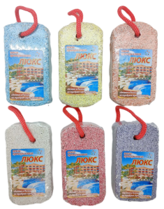Пемза для чистки пяток 10*5см, с веревкой, микс