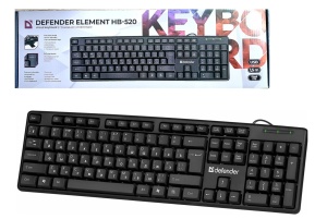 Клавиатура Defender Element HB-520 черная, проводное подключение USB (1,5м), 15.5х45.5х2.5см, в кор.