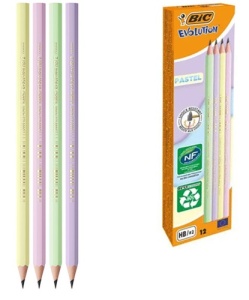 Карандаш ч/гр (ЦЕНА ЗА 12ШТ) " BiC " Evolution Pastel HB, шестигранный, пластиковый