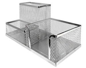 Подставка 3 отделения, 20*10*9,5см, металлическая, сетчатая, серебро