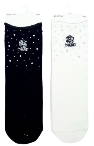 Носки женские Хлопок Нарис стразы, "CHANEL" кор. р. 36-41 10пар (ЦЕНА ЗА 10ПАР) микс