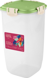 Контейнер для продуктов Sugar&Spice 1,5л 12*12*20см, Barberry герметичный, высокий, цв. фисташка