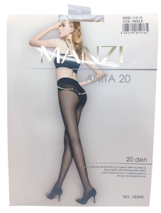 Колготки женские, капроновые "Manzi" 20 Den, цв. Miele (телесн.), р-р 1/2-S, в индивид. уп.