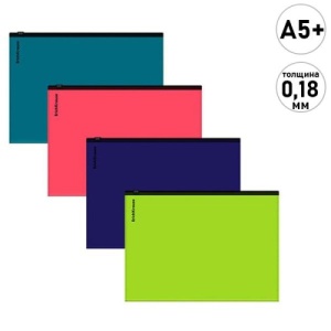 Папка на молнии " Erich Krause " МАЛЫЙ ФОРМАТ A5+ Zip Soft Reef, микс