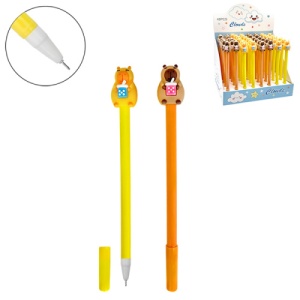 Ручка гелевая Capybara синяя 0,5мм (ЦЕНА ЗА 48ШТ) толщина письма 0,25мм, микс, в кор.
