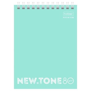Блокнот А6 / 4шт, клетка, спираль сверху 80л Hatber NEWtone Pastel Мята, 