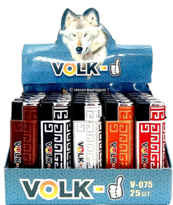 Зажигалка турбо "Volk" с рис. 25шт (ЦЕНА ЗА 25ШТ) микс