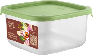 Контейнер для продуктов Sugar&Spice Vanilla 0,4л 10*10*5см, квадратный с гибкой крышкой фисташка