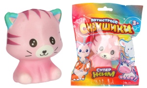 Антистресс - сквиш, Кошечка розовая, 9,5см, в пакете