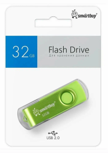 Флеш-накопитель USB 2.0, 32GB SmartBuy Twist (кислотно-зеленый) блистер