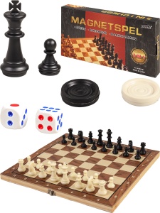 Игра 3в1 (шахматы, шашки, нарды), 24х12см, пластиковые на магните, в коробке