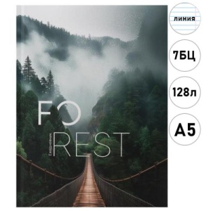 Ежедневник недатированный А5 15*21см 7БЦ, ЛИНИЯ "Проф-Пресс" Туманный лесной пейзаж