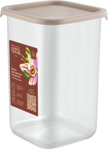 Банка для сыпучих продуктов Sugar&Spice Vanilla 1,2л 10*10*16см, квадратная, с гибкой крышкой латте