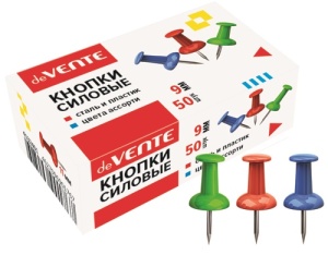 Кнопки " deVENTE " 9мм 50шт, цветные, в форме гвоздика, в картонной коробке