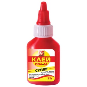 Клей ПВА Луч Супер 25 г красный флакон, морозоустойчивый (бумага, картон, кожа, ткань, дерево, стекл