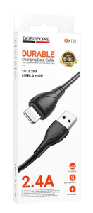 Кабель USB - Lightning, Borofone BX121, 2.4A, 1м (черный) в кор.