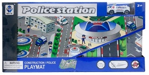Набор полицейского "Police station" 40*19см, в наб:коврик 80*60см. машина 7*3см, в кор.