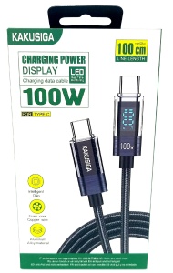 Кабель Type-C - Type-C, Kakusiga, 1м, 100W, черн. в кор.