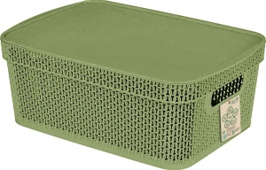 Корзина для хранения Keeplex Green Republic с крышкой 11л 38х27х14см, цв. полынь